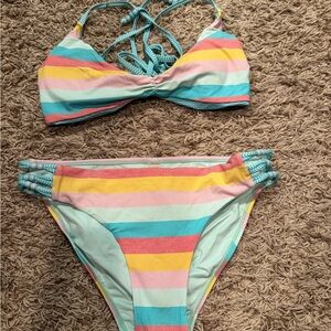 Altar'd State Pink and Yellow Bikini Playful Swimwear